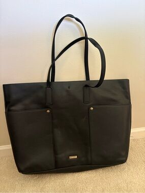 Aldo Black Leather Tote with Dual Front Pockets